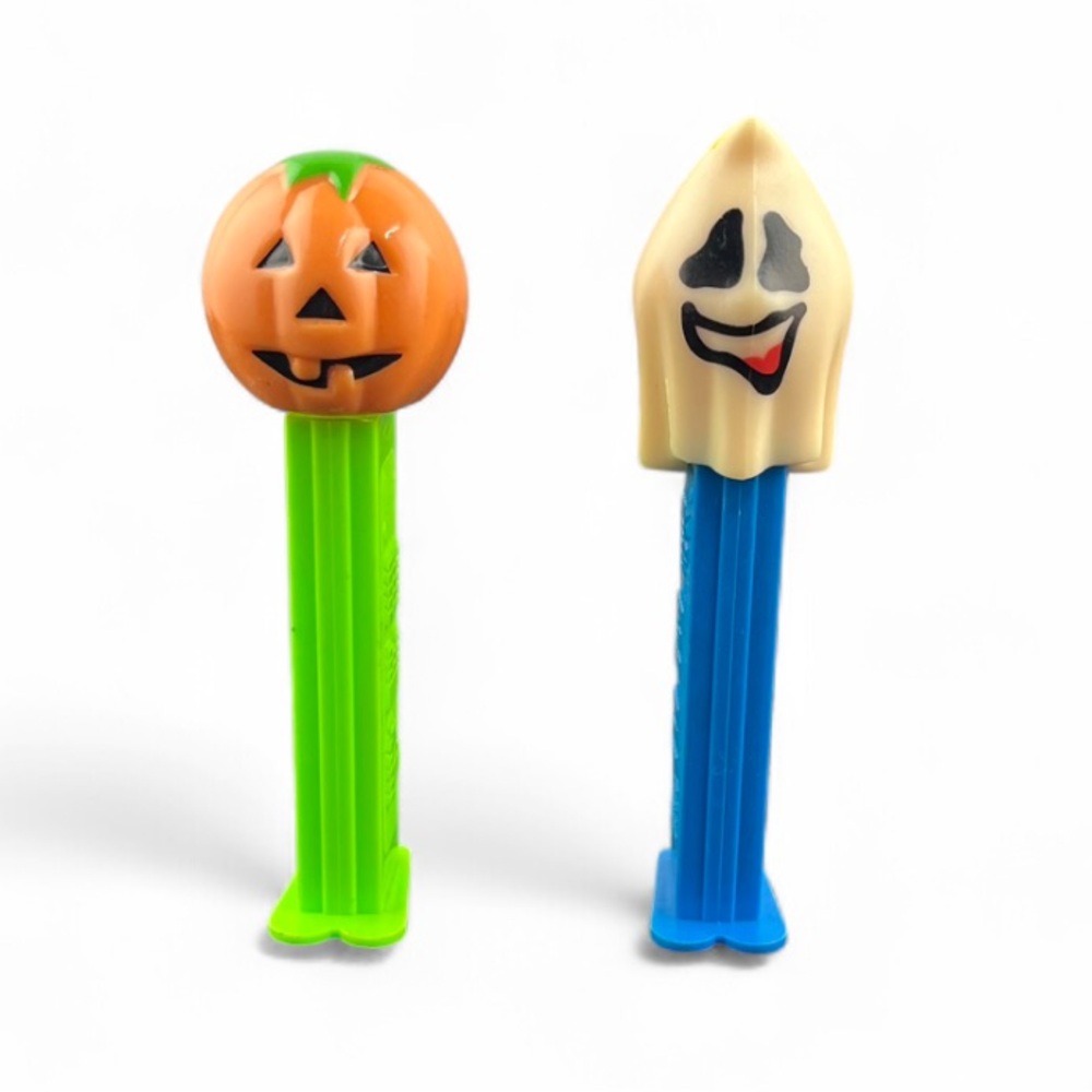 Vintage Halloween Pumpkin and Ghost PEZ Dispensers